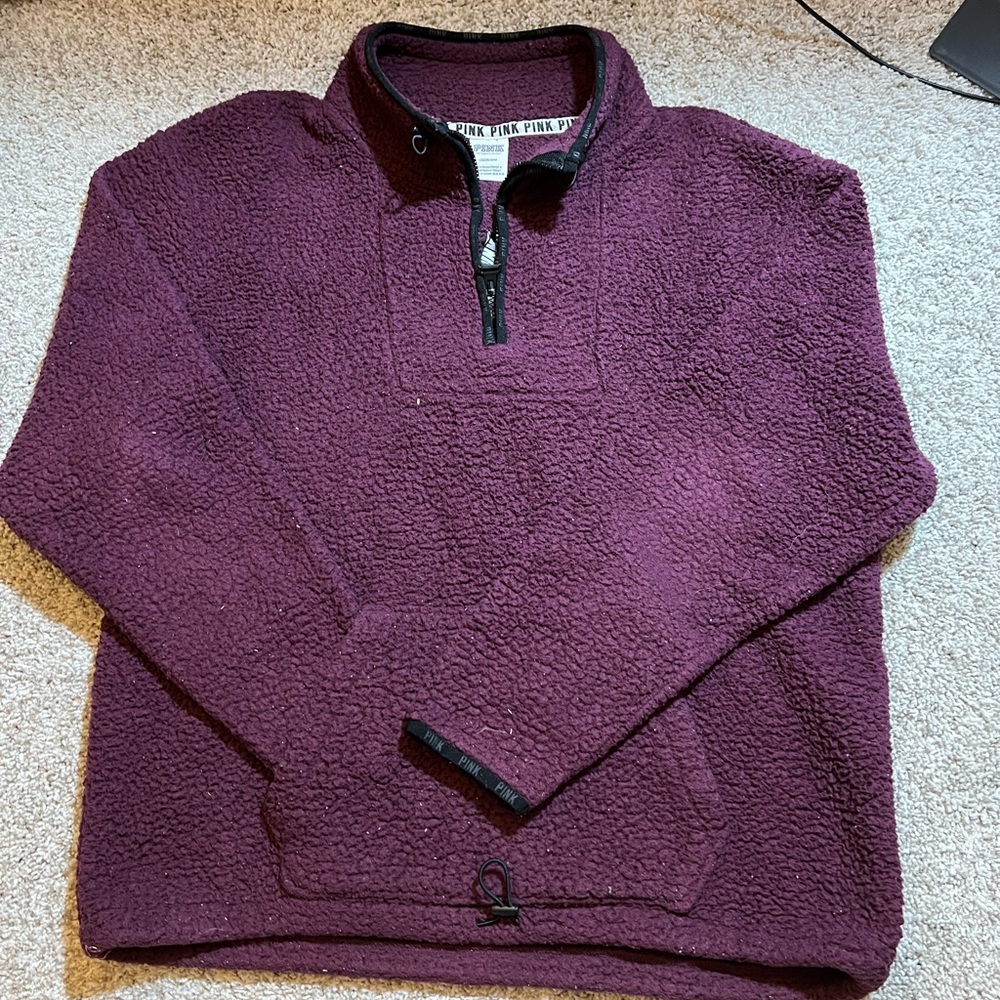 Maroon PINK Sherpa 1/4 zip